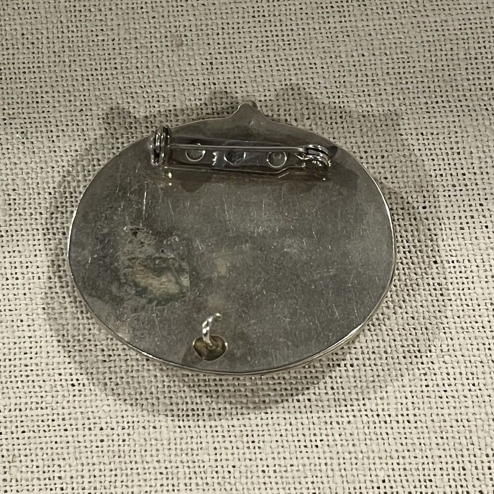 VTG Silver Tone Mother Of Pearl Brooch Pin With Hook Wedding Party Anniversary - Picture 4 of 12